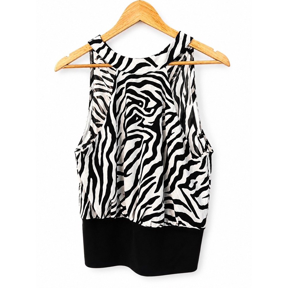 Milk + Honey Zebra Print Halter Top 90s Clubbing Sleeveless Blouse Medium NEW